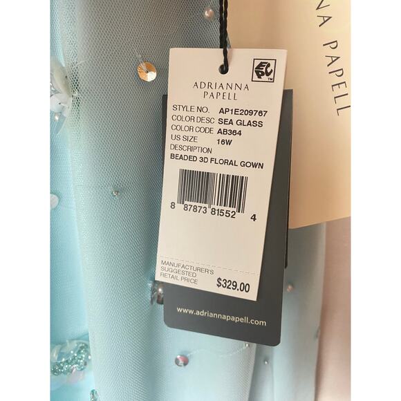 NWT ADRIANNA PAPELL DRESS GOWN 16W MOTHER OF THE BRIDE BLUE FORMAL EVENING - Picture 5 of 16